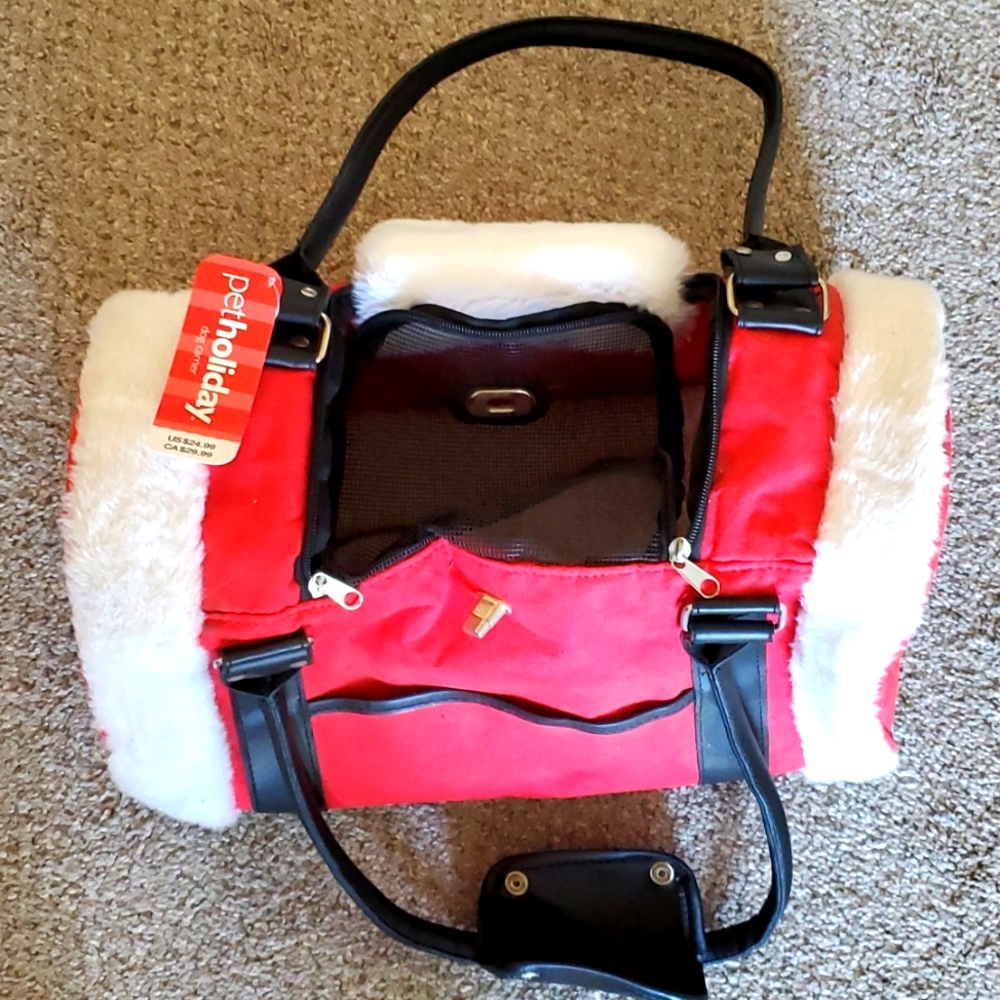 Brand new red and white cat or dog carrier